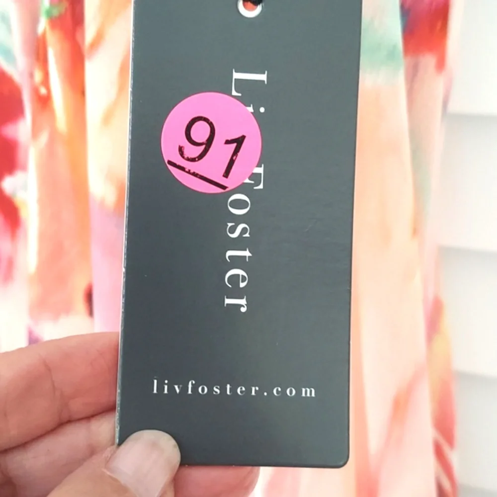 Liv Foster "BROOKE" Dress, Size 8, Strapless, Coral Multi, Chiffon, Lined, NEW! - Picture 13 of 15